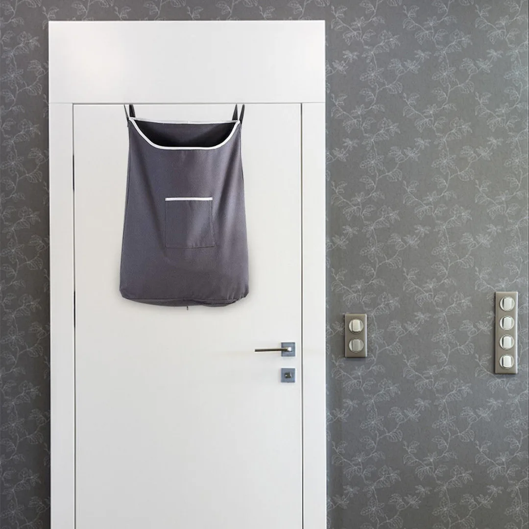 Hanging Laundry Bag Hamper Door Behind Washing Clothes Storage Basket W/2 Hanger Organizer Laundry Bag for Clothes