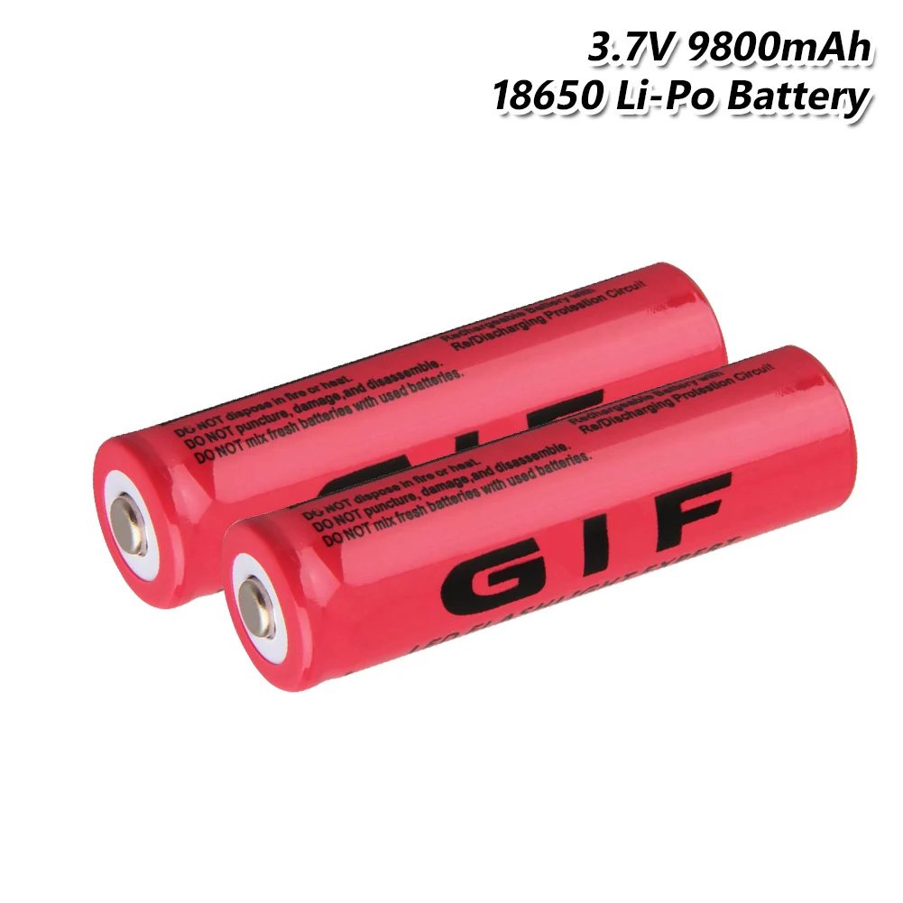 4 шт заостренный Топ GIF 18650 перезаряжаемые батареи 3,7 V 9800mAh литиевая батарея для зарядки литий-ионный Сотовый Фонарь