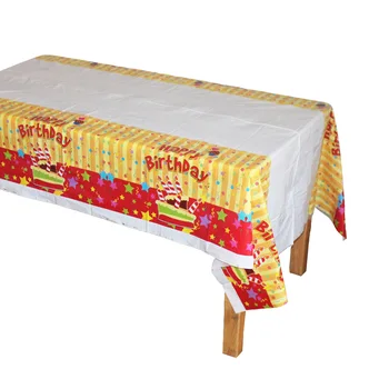 

Disposable Plastic Table Cloth Happy Birthday TableCover Tablecloth Waterproof For Birthday Party Decoration 180*108cm