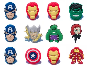 Новинка, распродажа, 2 шт., Мстители, ПВХ, обувь, подвески, аксессуары для обуви обувь, украшение для Croc jibz/браслеты, Детские вечерние, рождественские, Gif - изображение