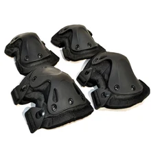 Tactical Paintball Protection Knee Braces Pads Elbow Support Motorcycle Sports Protector Set Genouillere Kneecap Black KU-695