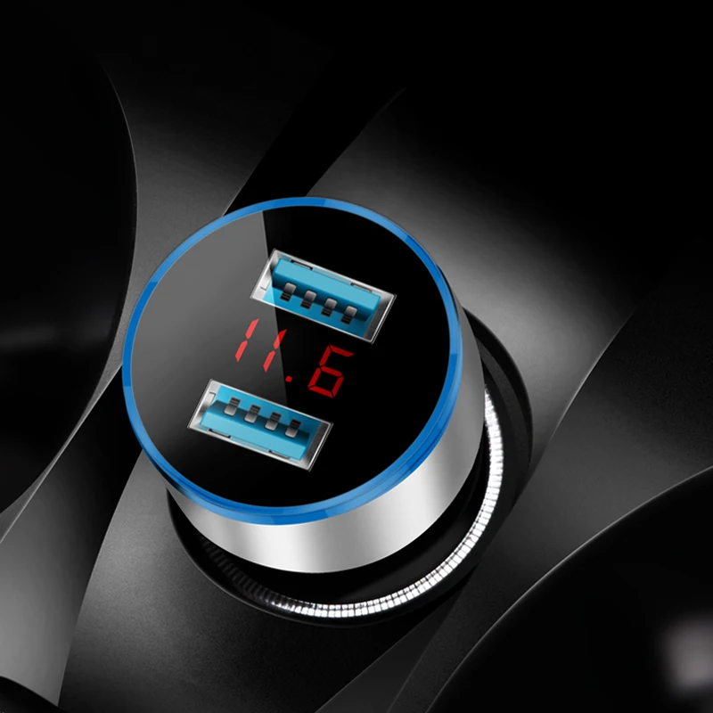 

Quickly USB Car Charger 3.1A Dual USB Car Charger 2 Ports With LED Display Universal Car-Charger For Xiaomi Samsung S8 iPhone X