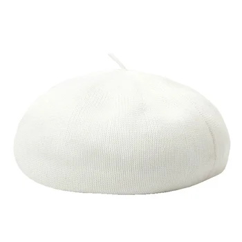 

DOUBCHOW Women's Drawstring Adjustable Knitted Breathable Artist French Berets Hats Spring Summer Pumpkin Maiden Retro Baret Cap
