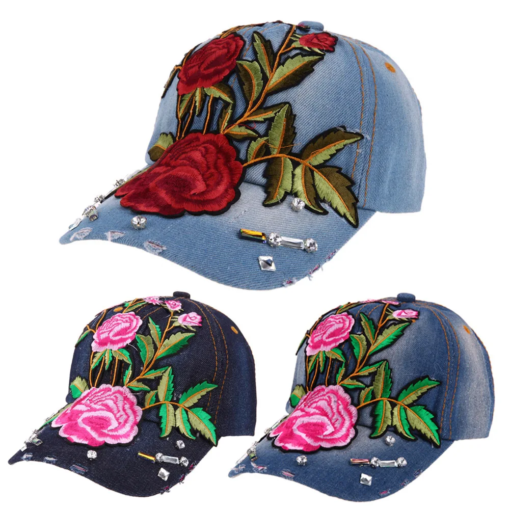 

women girl brand baseball cap brand hat high quality rose floral Hummingbird design casual woman luxury snapback casual hats