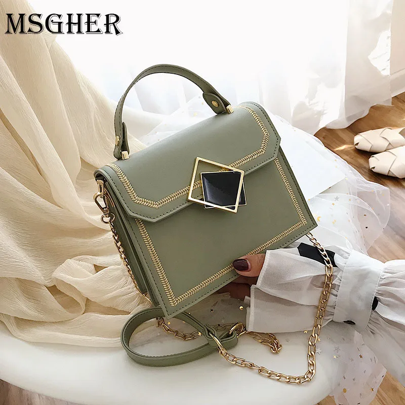 

MSGHER PU Leather Crossbody Bag For Women 2019 Travel Handbag Fashion Simple Shoulder Messenger Bag Ladies Cross Body Bag WB2580