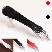 Женские свадебные перчатки без пальцев элегантные бисерные блестки белые цвета слоновой кости черные красные перчатки свадебные аксессуары GV002