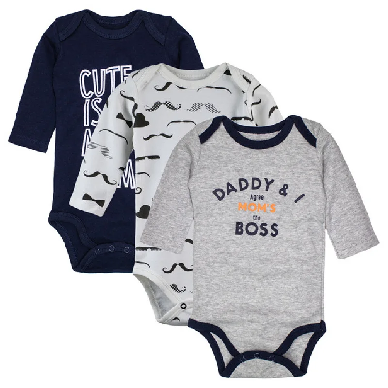 

3pieces/lot Cotton Baby Bodysuits Spring Autumn Boys Clothing Long Sleeve Underwear Infant Pajamas Clothes girls jumpsuit 0 24 M