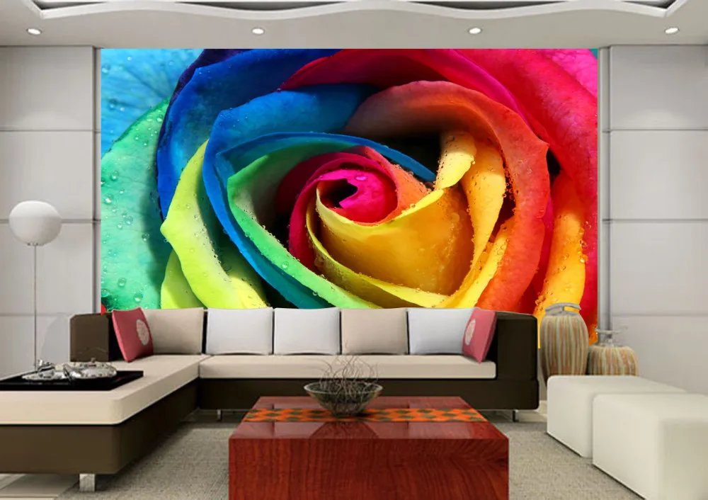 Ramah lingkungan 3D besar warna warni mural naik latar belakang untuk