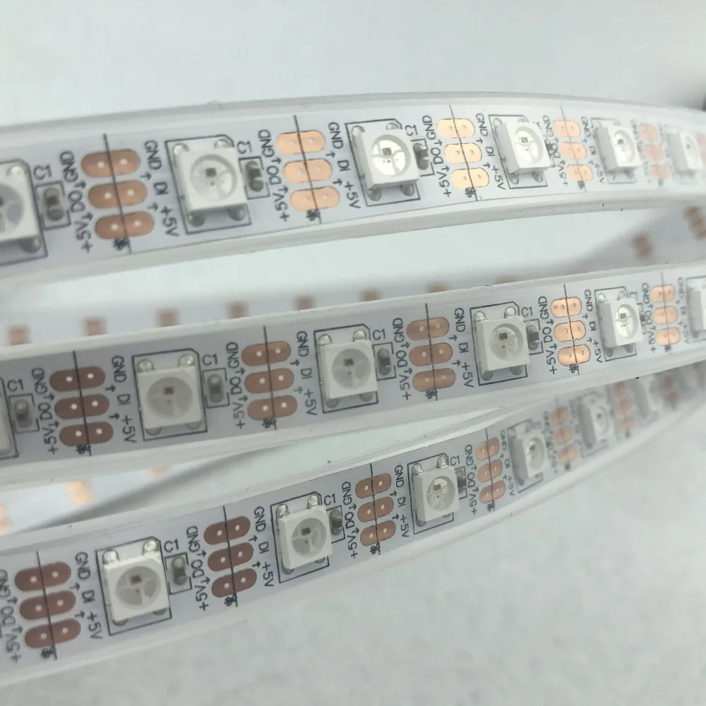 Светодиодные пиксели srip 4m DC5V WS2812B IP68 60 шт. WS2812B/M с пикселями Белая печатная плата в
