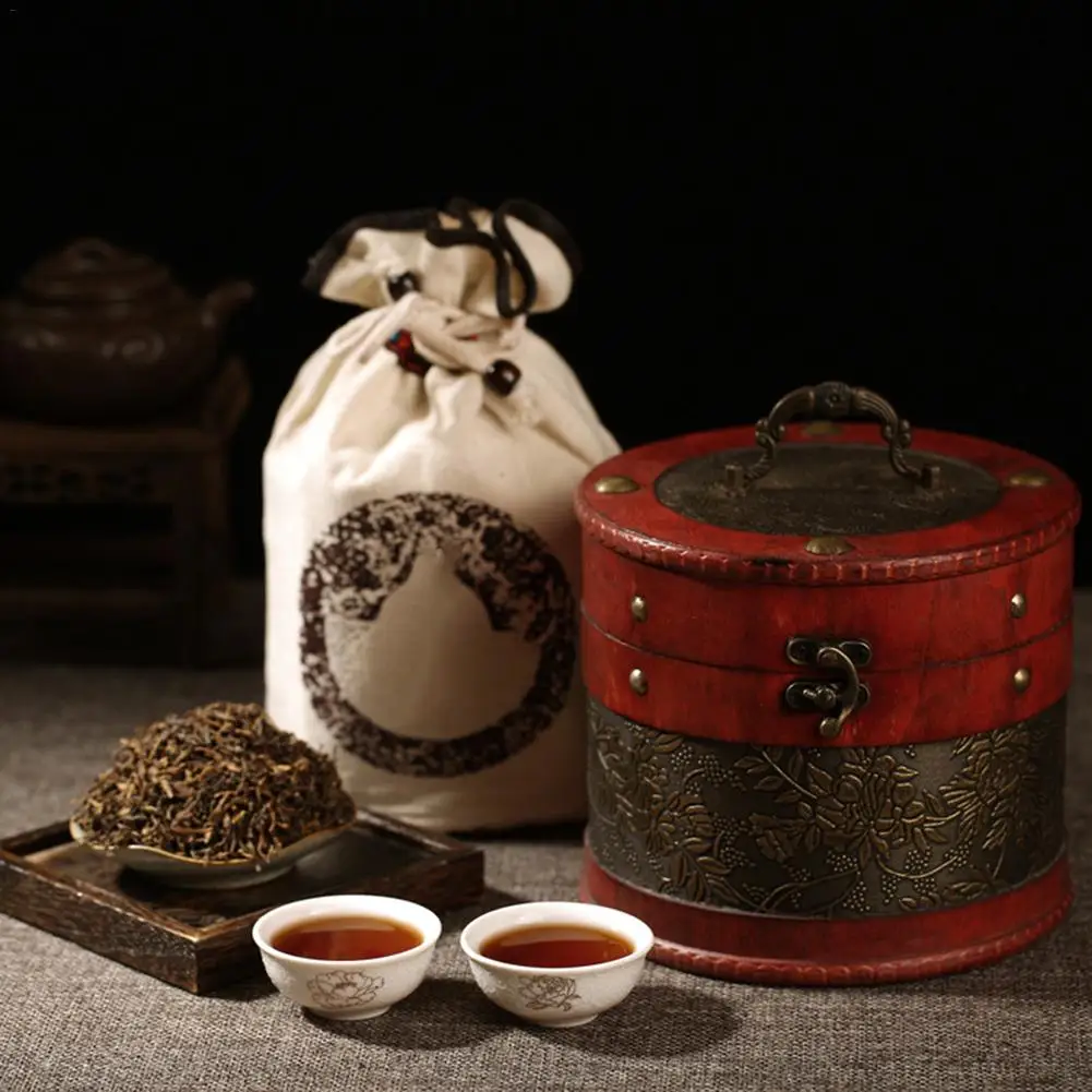 

Classic Antique Tea Storage Box Cylindrical Jewelry Box Storage Box Wooden Tea Cake Leaf Storage Box