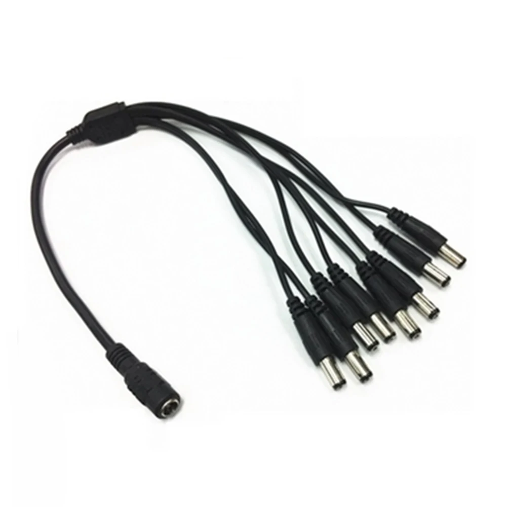 

New Practical DC 2.1 1 to 8 Splitter Adapter Cable Power Lead Pigtail 1 Female to 8 Male DC Plug for CCTV Security Camera