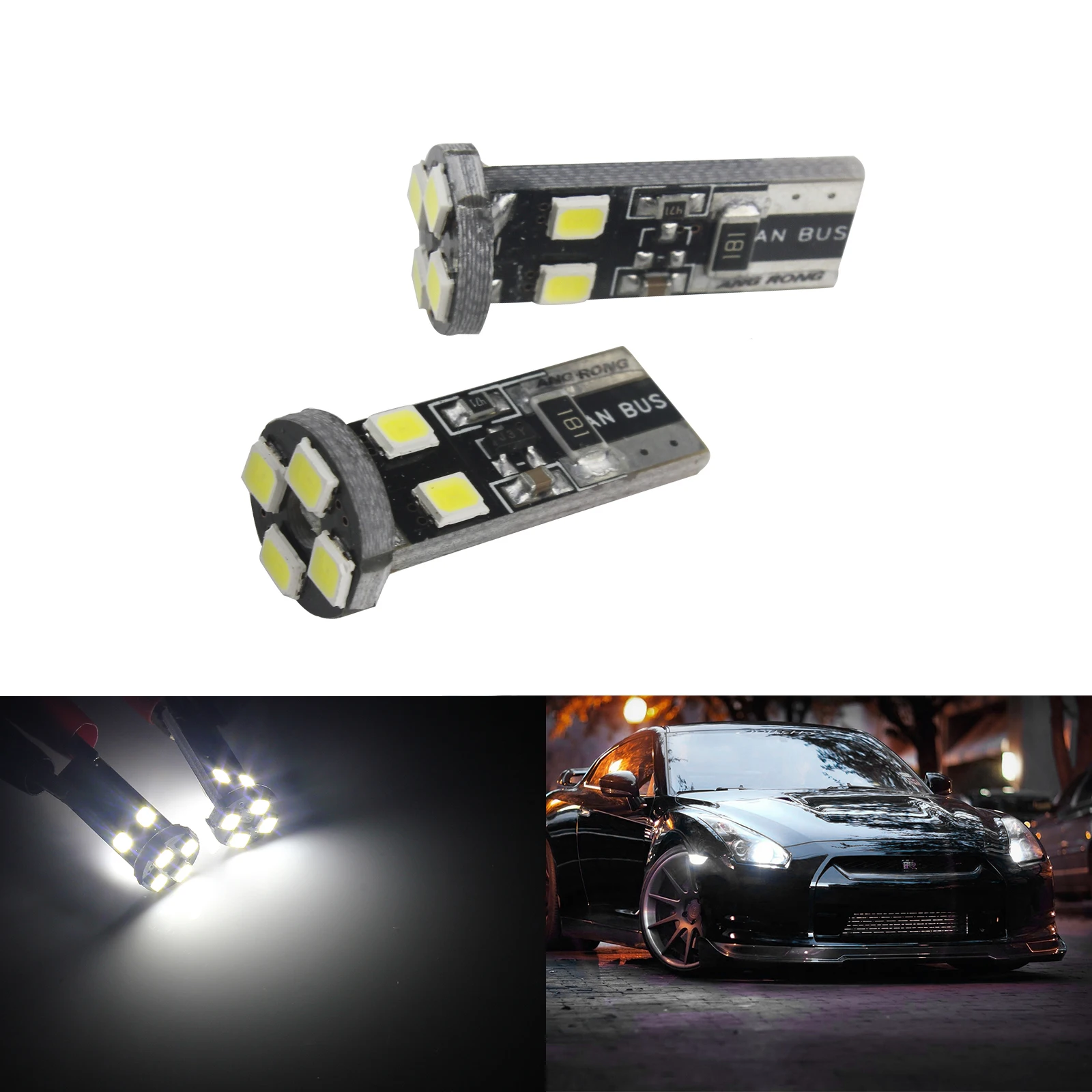 ANGRONG 10x Белый T10 W5W 501 Canbus 8 SMD светодиодный босветильник свет DRL 7000K автомобильный