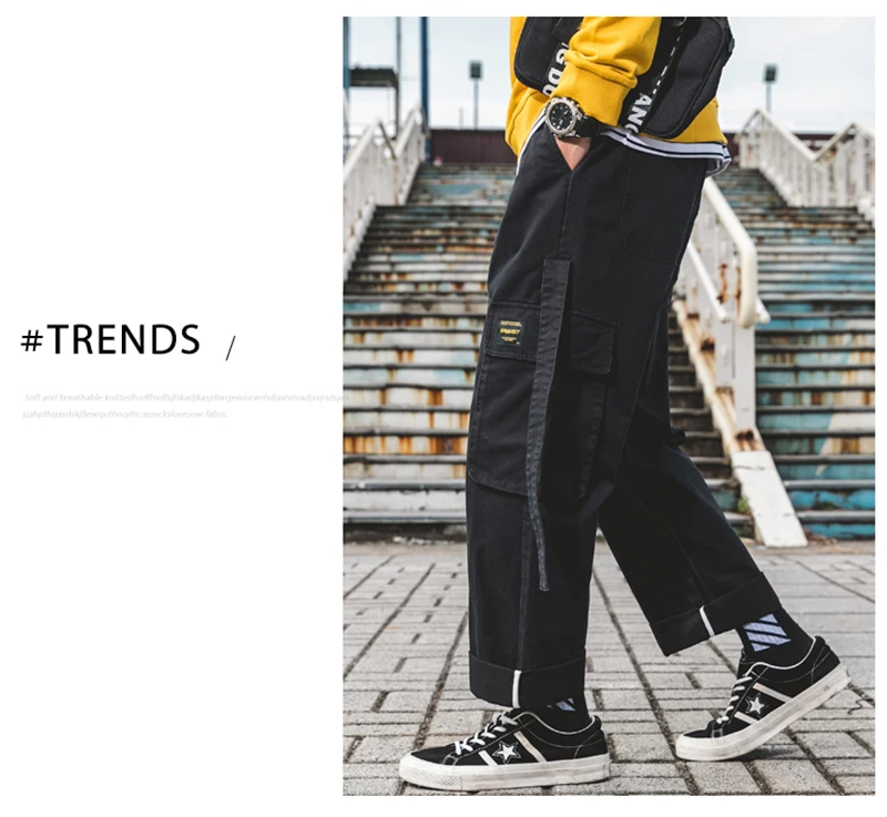 Korean Streetwear Harajuku Pants Men Fashion Street Style Cargo Pants  (5)