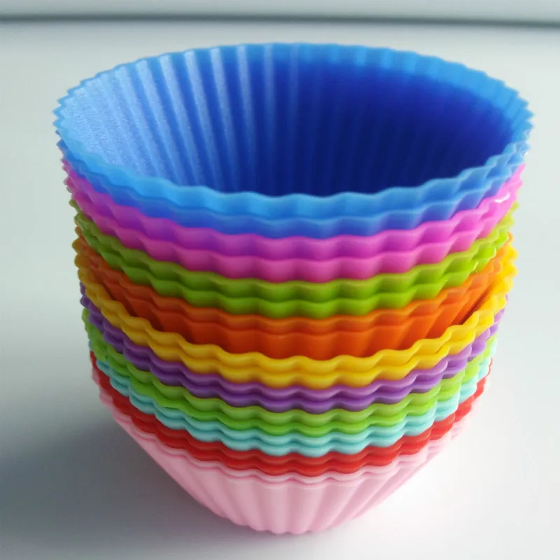 

12pcs/lot Cupcake Liners Mold 7CM Kitchen Craft Colour Works Silicone Cupcake Cases Forma De Silicone Cake Bakeware Drop Ship