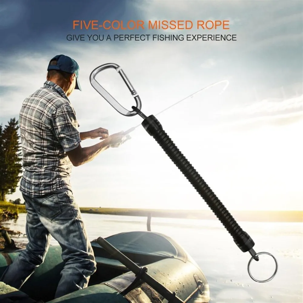 Booms Fishing T4 Fishing Lanyards Fishing Tool/Pole Safety Coil Lanyard Retractable Wire Inside Tup Cover