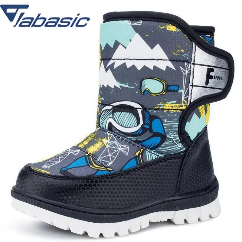 

JABASIC inter Boots Kids Boys 2018 Winter Keep Warm Snow Boots For Baby Toddler Boys Pu Leather Bota Kids Children Winter Shoes