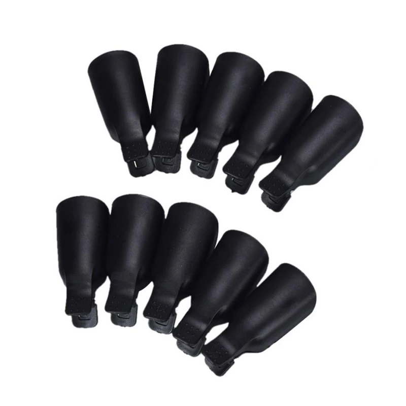 Черные колпачки для мыла 5X2 см, 10 шт., пластиковые колпачки для дизайна ногтей, очищающие колпачки для УФ-геля для ногтей, колпачки для удаления лака для ногтей ule ongle