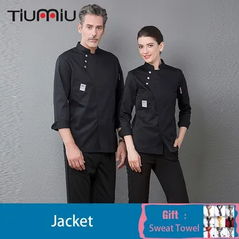 

High Quality Chef Coat Uniform Unisex Long Sleeve Cook Waiter Wear Kitchen Cuisine Bakery Cafe Hotel Overalls Free Scarf Gift