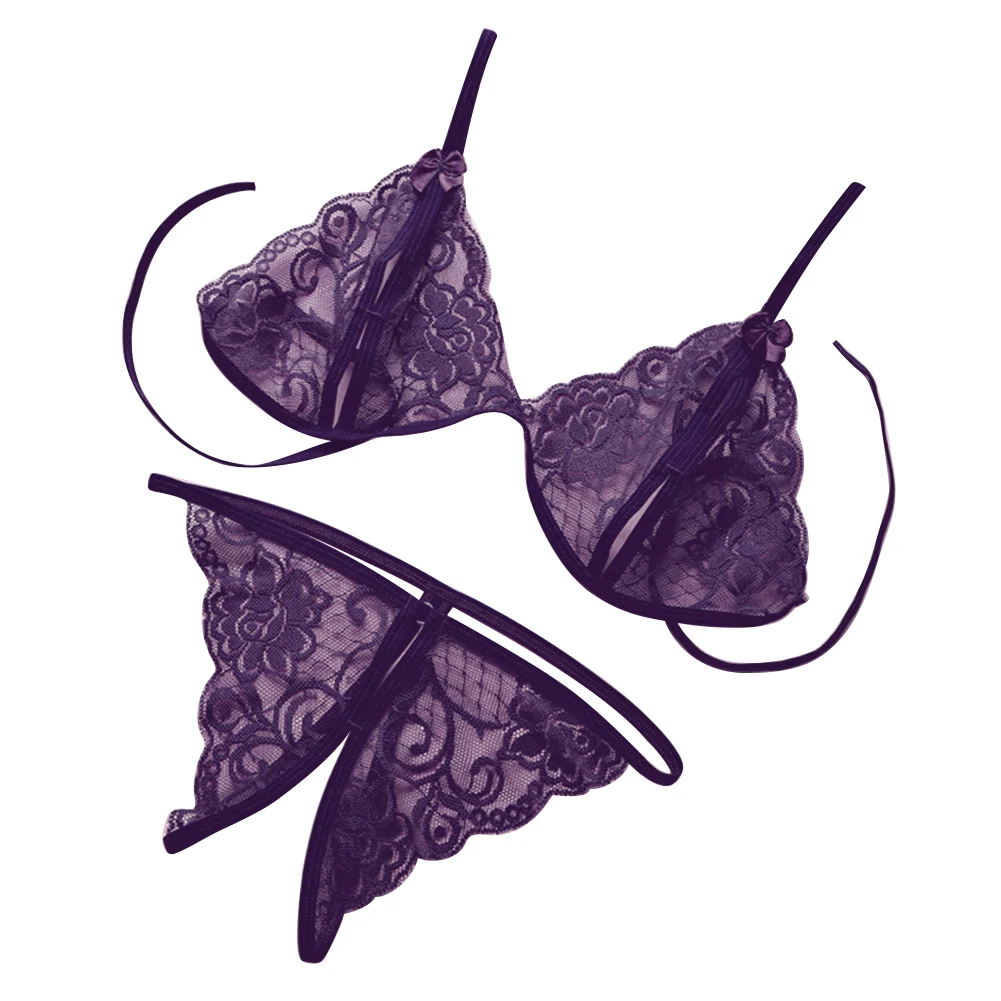 

Women Fashion Sexy Babydoll Sleepwear Underwear Bra + G-string Open Crotch