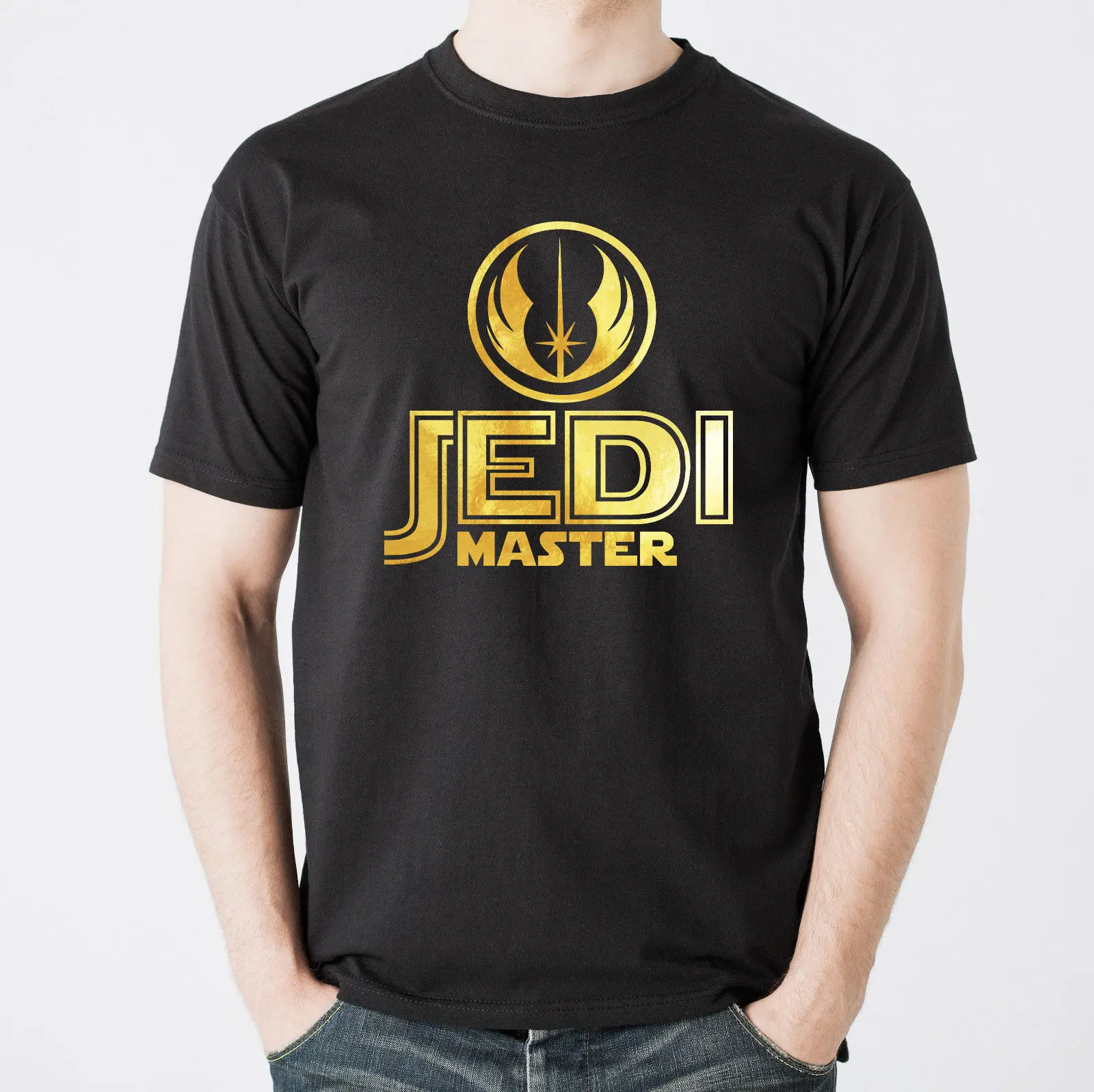 Star wars inspired Jedi master men's t-shirt with gold vinyl. Cool Casual pride t shirt men Unisex Fashion tshirt free shipping | Мужская