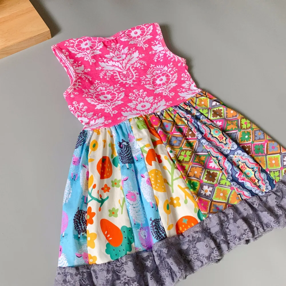 2019summer flowers pink Girls dress with buttons Hot Sale New style Dress for present 2019summer flowers pink Girls dress with buttons Hot Sale New style Dress for present