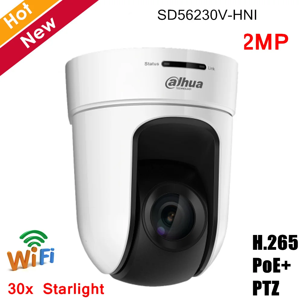 

Dahua 2MP 30x Starlight PTZ Network Camera H.265 Support Wifi PoE+ Focal Length 4.5mm~135mm SD56230V-HNI Wifi camera