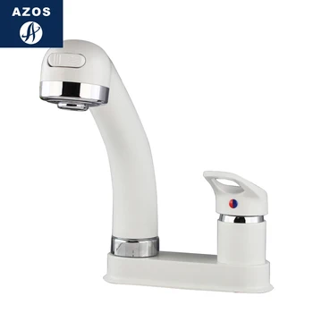 

Azos Pull-out Faucet Rotatable Mixing Valve Brass White Cold and Hot Switch Two Function Continental Basin Shower Room Single Ha