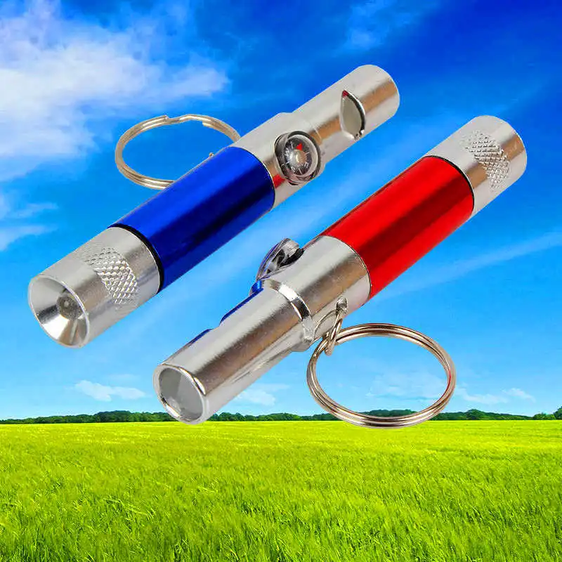 3-In-1 Keychain Flashlight Compass Whistle Camping Survival Hiking Tool powerful led flashlight  random color #4S6 (6)