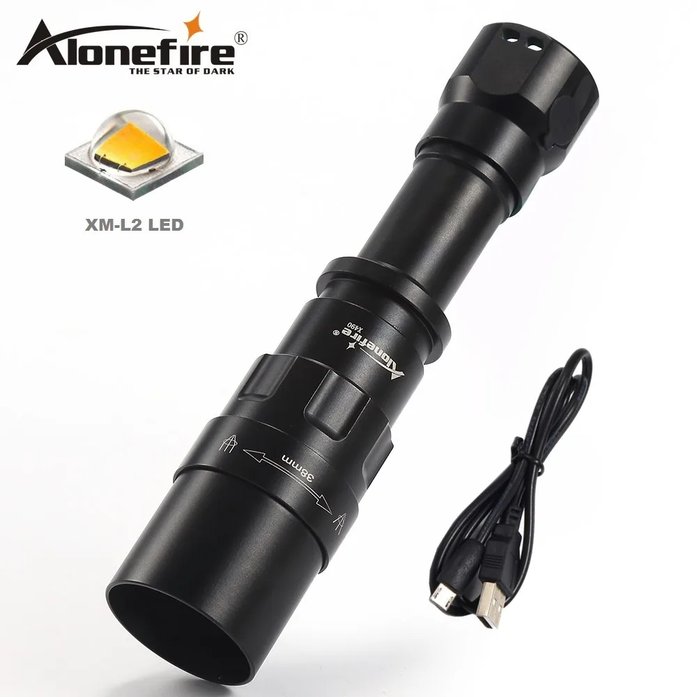 

AloneFire X490 CREE XML L2 LED Flashlight Tactical Flashlight Zoomable 5Mode Aluminum Lanterna LED Torch Flashlights for Camping