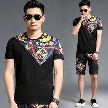 Американский стиль, креативный рисунок, модный тренд, футболка и шорты, комплект, лето, высококачественный мягкий удобный спортивный костюм для мужчин