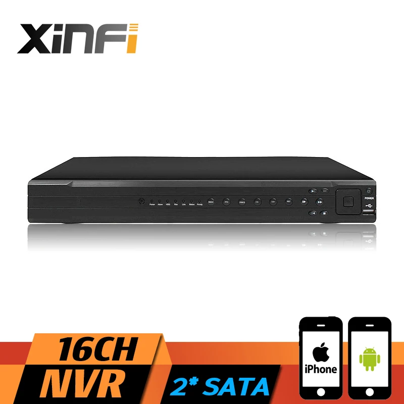 XINFI 16CH HDMI NVR Full HD 16 Channel Security CCTV video recorder with 2 SATA ports 1080P ONVIF For IP Camera System 1080P NVR