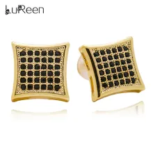 Lureen в стиле хип-хоп серьги-гвоздики в виде капель с кристаллами в форме Для женщин Для мужчин геометрический микро-паве ЧР квадратные серьги вrincos Бижутерия Подарки WGEH1001