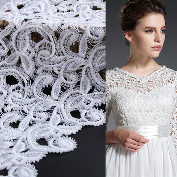 

Three-dimensional embroidery hollow water-soluble white lace fabric bulk milk silk clothing fabrics the cloth patch by yard