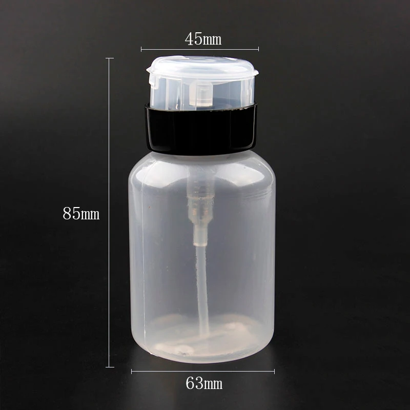 

200ml Professional Nail Art Tool Nail Polish Remover Bottle With Black Lockable Pump Plastic Cap Refillable Bottles