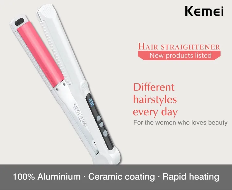 Профессиональный плоский утюжок для выпрямления волос завивка, укладка инструменты выпрямитель cabelo ionic 3 в 1 выпрямители KM-1878