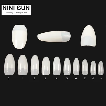 

500pcs False Nails French Nail Art Tips Oval Natural Fake Nail Tips Half Cover Tips 10 Sizes Unhas UV Salon Manicure Decorative