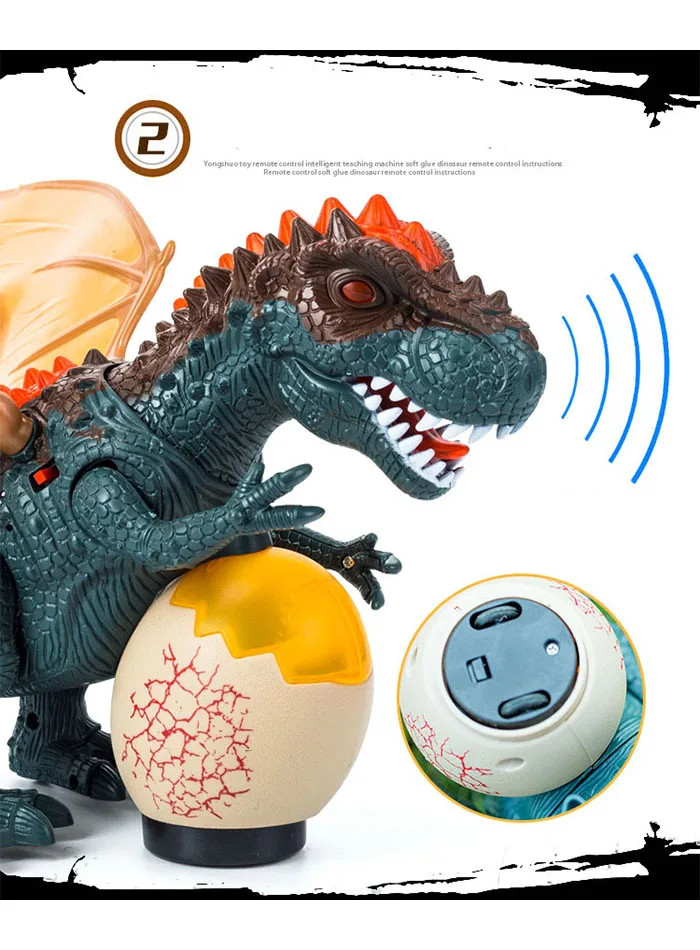 Brinquedos de Controle Brinquedos para Crianças Infravermelho Dinossauro Remoto Tyrannosaurus Balançando Cabeça Flash Olhos Ovos Andando Spray Dino rc 6 High Quality Brinquedos e hobbies