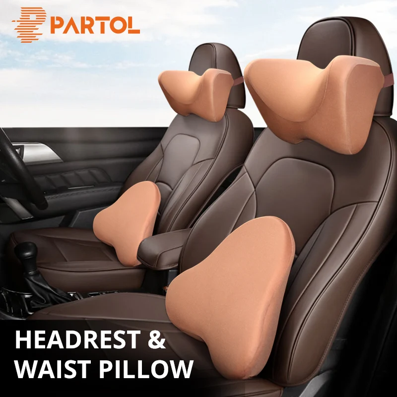 

Partol Memory Cotton Foam Automobile Headrest Pillow Neck Waist Bolster Lumbar Support Back Cushion Kid Children Car Seat Office