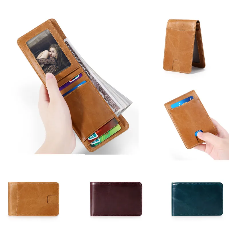 Новый брендовый мужской кожаный бумажник с блокировкой RFID двойной передний