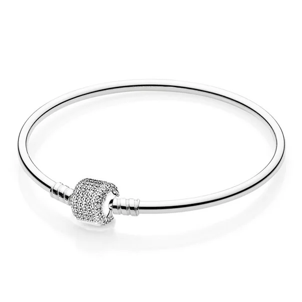 

Authentic 925 Sterling Silver Signature Clasp With Crystal Snake Pandora Bracelet Bangle Fit Women Bead Charm DIY Jewelry