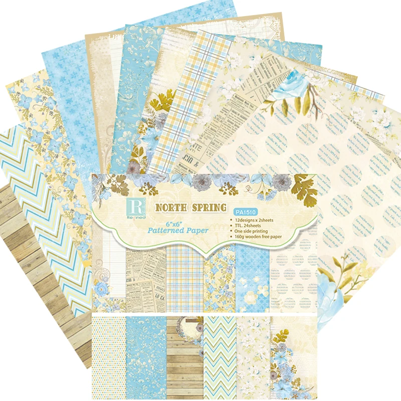 

KLJUYP 12 Sheets North Spring Scrapbooking Pads Paper Origami Art Background Paper Card Making DIY Scrapbook Paper Craft