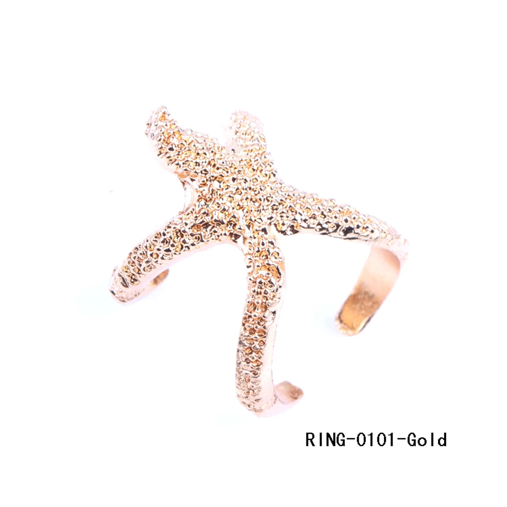 

2017 Dropshipping Vintage Bronze Golden Alloy Sea Animal Starfish Ring Charming Retro Jewelry