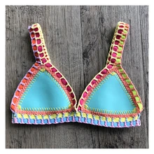 Женский купальник бикини вязанный крючком неопреновый купальник женский бикини пляжная одежда топы