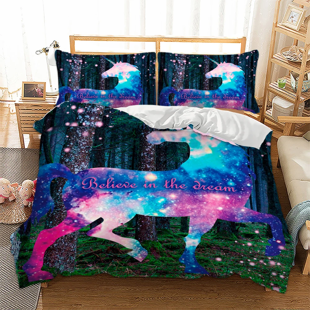 

Colorful unicorn Bedding Set Duvet Cover Bedclothes Twin queen king size 3pcs Home Textiles