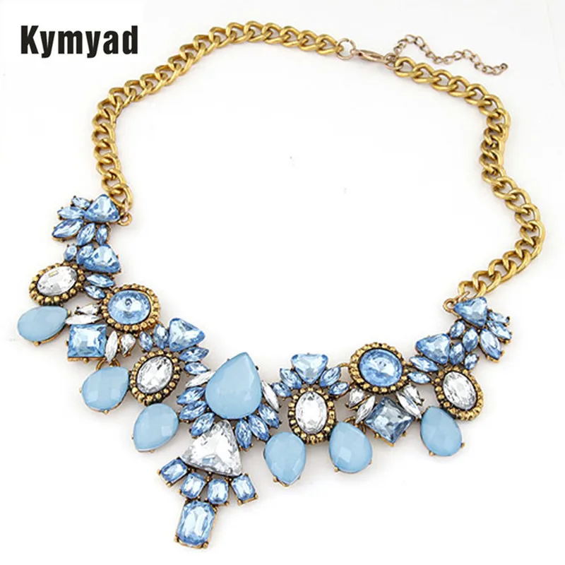 

Kymyad Necklaces For Women Colorful Resin Water Drop Necklaces & Pendants Vintage Women Jewelry Elegant bijoux collier femme