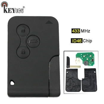 Keyforkess 433Mhz ID46 sostituzione Chip 3 pulsanti Smart Card telecomando portachiavi per Renault Megane Scenic 2003-2008 con lama non tagliata