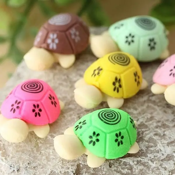 

2pcs/1pair Hot Sale Cute Turtle Rubber Pencil Eraser Set Various Color Stationery Student Rewards Gift K6188