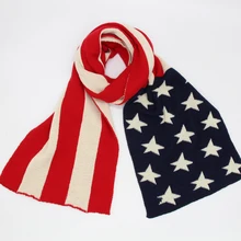 USA flag pattern knitted acrylic winter autumn warm women men scarf shawls outside wraps heavy scarf 3 colors LL190610 britain flag letter landmark pattern tassel scarf