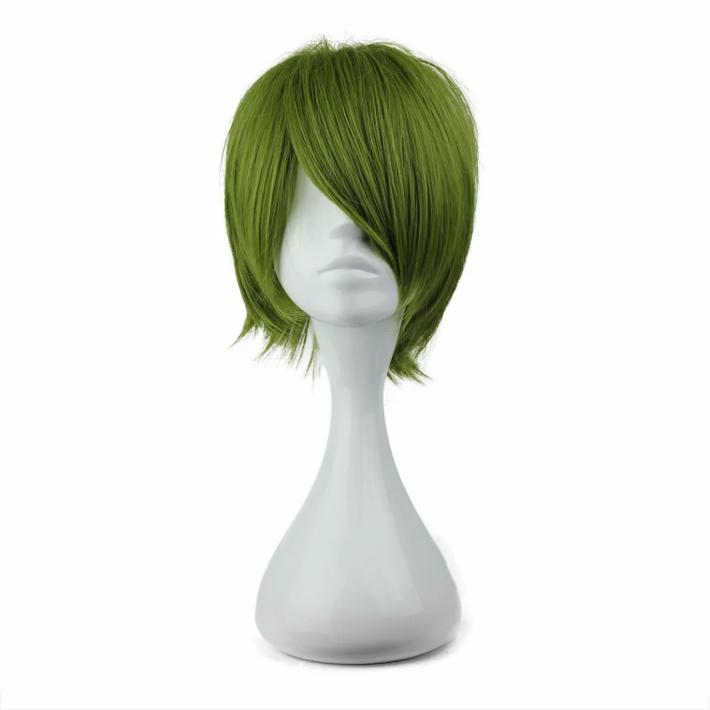 MCOSER короткий зеленый цвет синтетический 32 см косплей парик высокотемпературный волокно WIG-176A