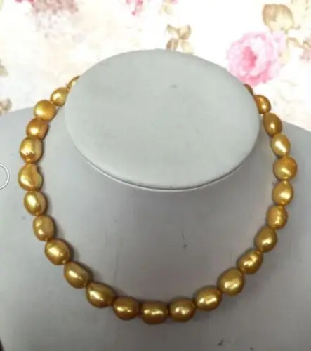 

FREE SHIPPING>>>@@ > 18inch generous 12-13mm natural golden baroque cultured freshwater pearl necklace
